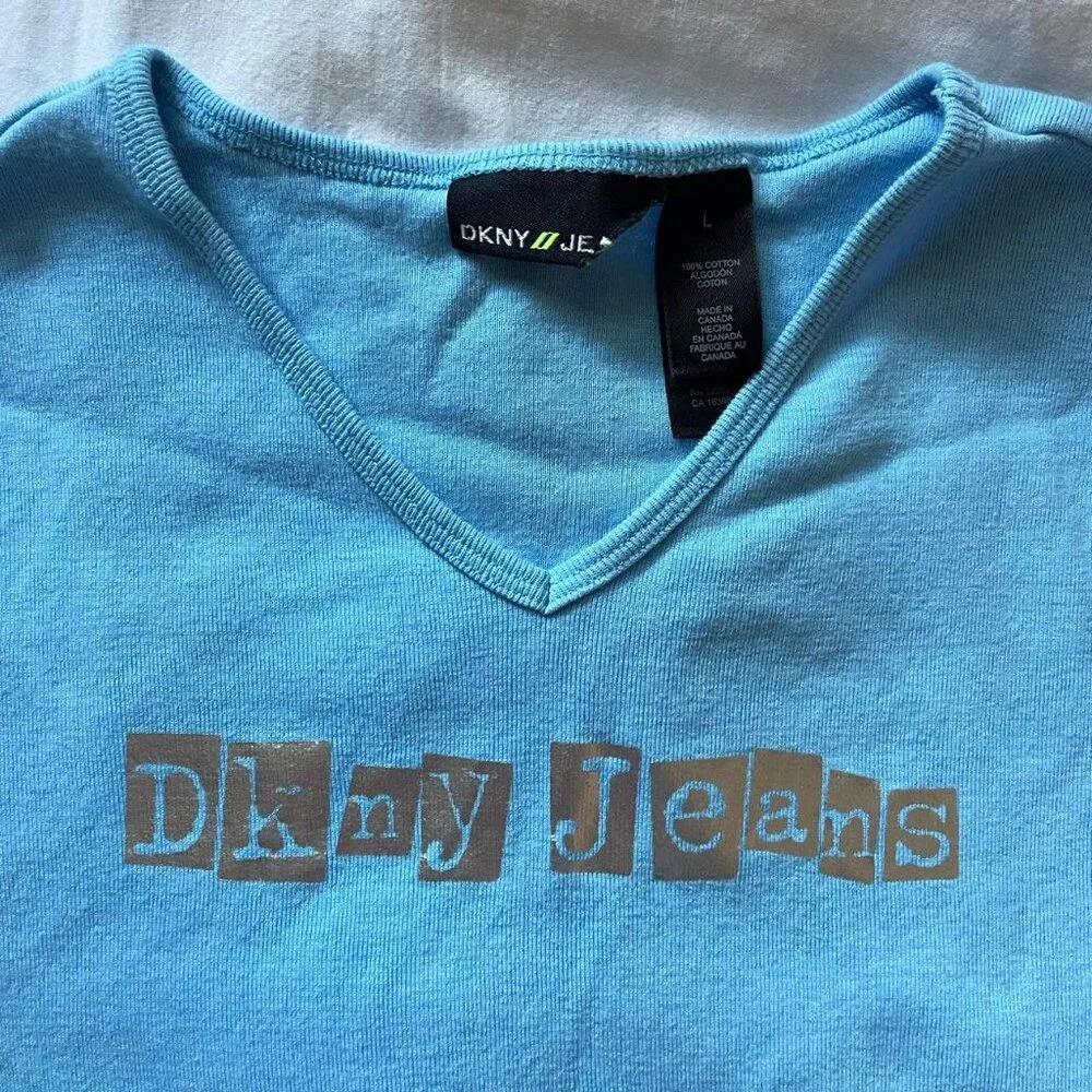 Y2K DKNY Blue Tee - Picture 3 of 8